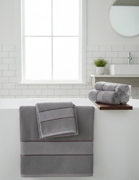 مناشف قطن رمادي فخم، نعومة عالية ولمسة فندقية راقية 🤍🩶 6 قطع بـ 100 شيكل