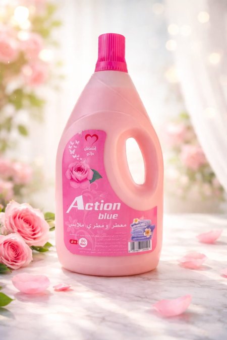 منعم أقمشة أكشن بلو – برائحة الورد (Action Blue Fabric Softener) منعم ومُعطّر للملابس