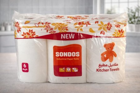 مناديل مطبخ SONDOS (Kitchen Towels) رولات ورق مطبخ عبوة 6 رولات