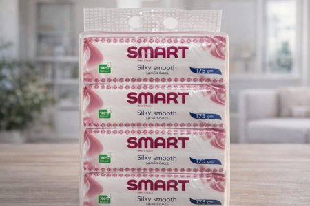 ورق محارم قطن تجميلي SMART – Silky Smooth قطن ناعم للاستخدام التجميلي والعناية بالبشرة وزن 175 غرام.
