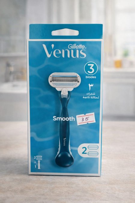 ماكينة حلاقة نسائية جيليت فينوس – Smooth 3 شفرات لحلاقة ناعمة تتضمن مقبض + 2 رؤوس.