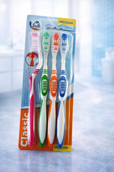 فرشاة أسنان كلاسيك – متوسطة (Classic Toothbrush Medium) عبوة 4 فراشي أسنان بألوان مختلفة