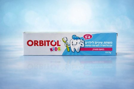 معجون أسنان أوربيتول للأطفال (ORBITOL Kids) مخصص للأطفال بعمر 2–6 سنوات.