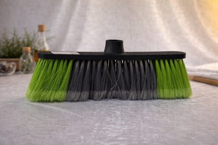 رأس مكنسة أرضيات – شعيرات مزدوجة خضراء/سوداء