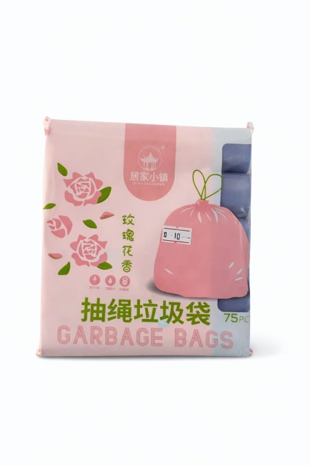 أكياس نفايات برباط – معطرة برائحة الورد (75 كيس
