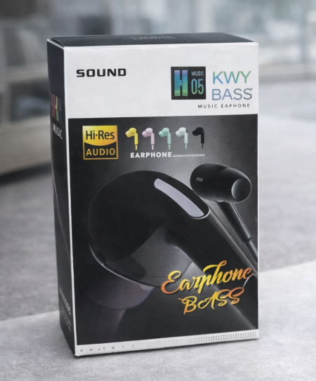 سماعة أذن سلكية KWY Bass – Hi-Res Audio سماعة مصممة لعشّاق الصوت القوي والنقي، بتقنية Hi-Res Audio لتجربة استماع واضحة مع باس عميق ومميز.