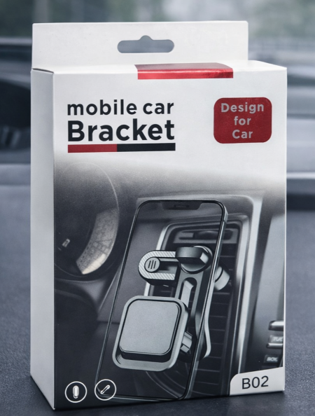 حامل جوال للسيارة – Mobile Car Bracket (موديل B02) حامل عملي ومتين لتثبيت الهاتف داخل السيارة بشكل آمن ومريح، مصمم خصيصًا للاستخدام أثناء القيادة بدون تشتيت.