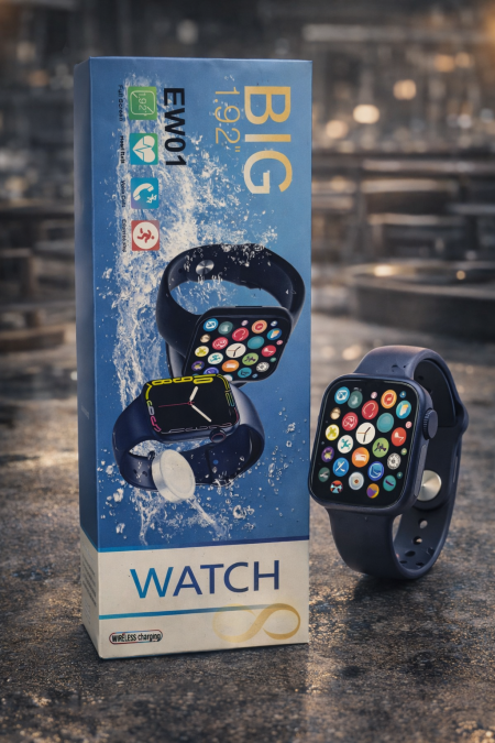 ساعة ذكية BIG 1.92" (Smart Watch) بتصميم رياضي وعصري.
