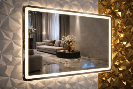 مراية تكنولوجية ذكية بثلاثة ألوان إضاءة تحكّم باللمس، تصميم عصري فاخر، وإضاءة قابلة للتغيير تناسب كل الأجواء. مثالية للحمام أو غرف التجميل لإطلالة عملية وأنيقة في آنٍ واحد.