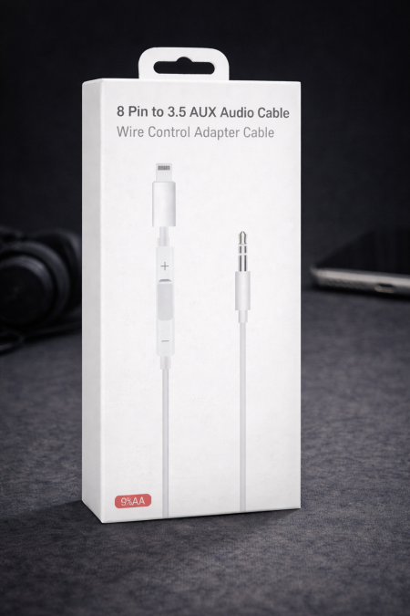 وصلة Lightning إلى AUX 3.5mm مع تحكم – صوت واضح وتحكم سهل