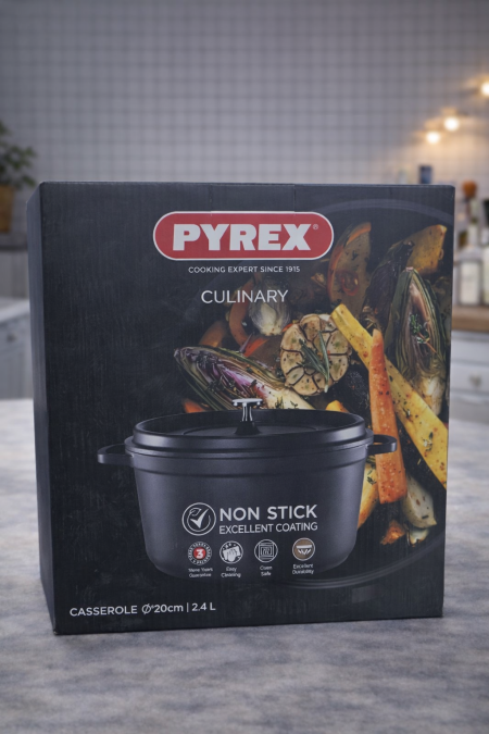 قدر Pyrex Culinary مقاس 20 سم (2.4 لتر) بطلاء مانع للالتصاق عالي الجودة، مثالي للطبخ اليومي، توزيع حرارة ممتاز، سهل التنظيف ومتين للاستخدام الطويل. 🍲✨