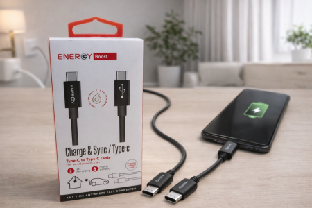 كيبل شحن وداتا TYPE-C to TYPE-C 1.5m