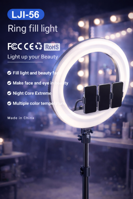 إضاءة رينغ LED احترافية تمنحك ضوء ناعم ومتوازن لصور وفيديوهات أوضح. مثالية للتصوير، البث المباشر، المكياج وصناعة المحتوى، مع تحكم بدرجات الإضاءة وألوانها لتحصل على نتيجة جذابة في أي وقت. تصميم عملي يركز الضوء على الوجه ويبرز التفاصيل بشكل أنيق.
