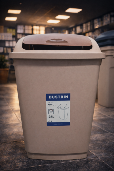 سلة مهملات 25 لتر بتصميم عملي وأنيق 🧺 غطاء متحرك سهل الاستخدام، حجم مناسب للمطبخ أو الحمام، خامة متينة وسهلة التنظيف ✨