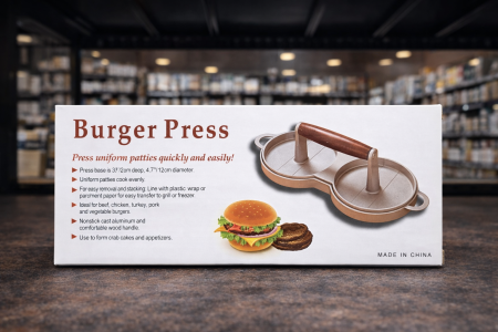 Burger Press أداة عملية لعمل أقراص برغر متساوية بسرعة وسهولة 🍔 تشكيل مثالي، طهي متوازن، ومقبض مريح للاستخدام اليومي. مناسبة للحوم، الدجاج، والخضار – نتيجة احترافية بكل مرة.