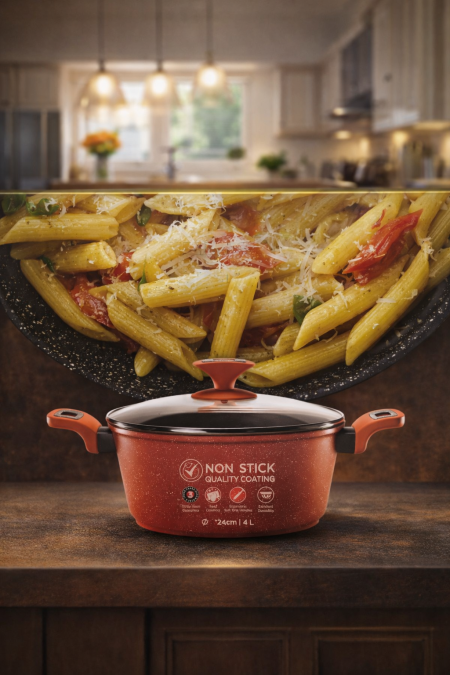 🍲 قدر PYREX Spring غير لاصق اختيار مثالي لطهي يومي مريح، طلاء غير لاصق عالي الجودة، توزيع حرارة ممتاز، وغطاء زجاجي أنيق. متين وسهل الاستخدام لكل مطبخ 👌🔥 📏 المقاس: 24 سم | السعة: 4 لتر