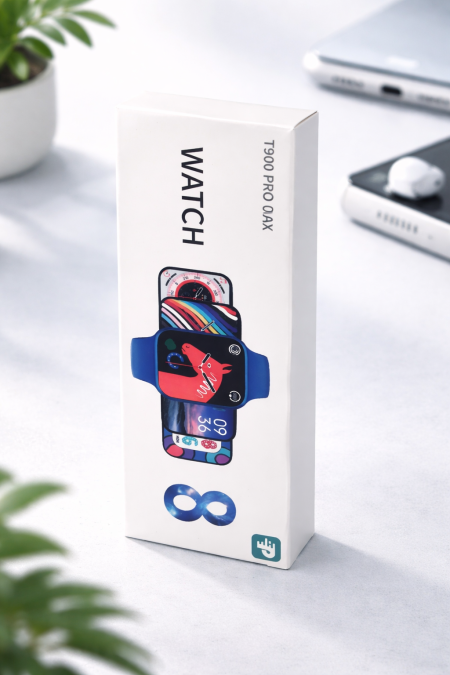 ساعة ذكية T900 Pro QAX بتصميم عصري وأنيق.