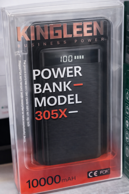 باور بانك KINGLEN – موديل 305X | سعة 10000mAh باور بانك KINGLEN Business Power بتصميم أنيق وعملي، مناسب للاستخدام اليومي والشغل والسفر، ويوفر شحن ثابت وآمن مع شاشة رقمية واضحة.