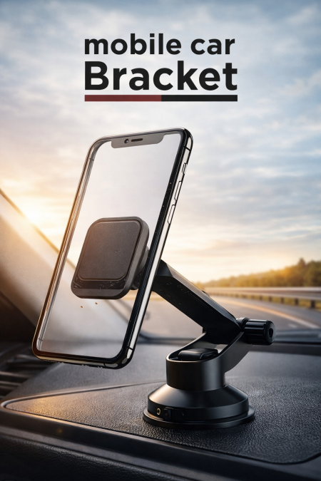 حامل هاتف للسيارة (Mobile Car Bracket) حامل عملي وأنيق لتثبيت الهاتف داخل السيارة، يوفر لك استخدامًا آمنًا ومريحًا أثناء القيادة. يتميز بتصميم قوي مع قاعدة شفط ثابتة تلتصق بإحكام على الطبلون أو الزجاج، مع ذراع قابل للتعديل لزوايا رؤية مثالية.