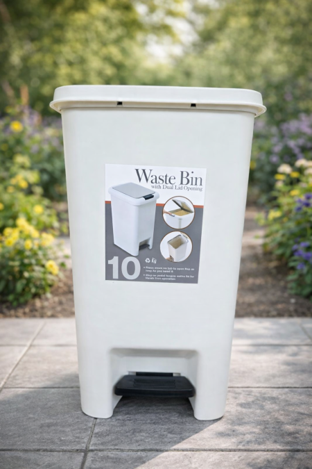 سلة مهملات أنيقة بسعة 10 لتر ✨ بغطاء مزدوج عملي ودعسة قدم لفتح سهل بدون لمس. تصميم عصري مناسب للمطبخ، الحمام أو المكتب، وسهلة التنظيف للاستخدام اليومي.