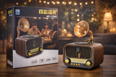 راديو كلاسيكي بتصميم أنيق ولمسة عصرية، يدعم بلوتوث 5.4 مع تشغيل Radio وUSB وTF وAUX. صوت واضح وتصميم فاخر يضيف جو دافئ لأي جلسة أو مكان. اختيار مثالي للذوق الراقي ومحبي الشكل التراثي مع التكنولوجيا الحديثة.