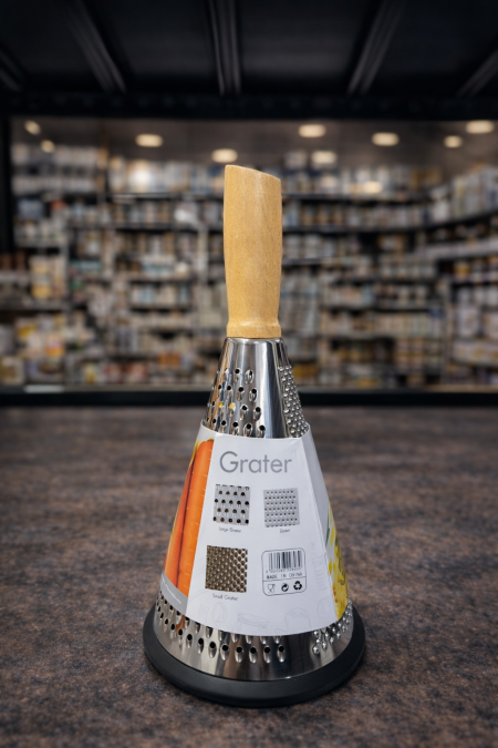 مبشرة متعددة الاستخدامات بتصميم عملي وأنيق ✨ عدة فتحات للبشر الخشن والناعم والزست، مع مقبض مريح وثبات ممتاز أثناء الاستخدام. مثالية للجبن، الخضار، والفاكهة في مطبخك اليومي 🍽️