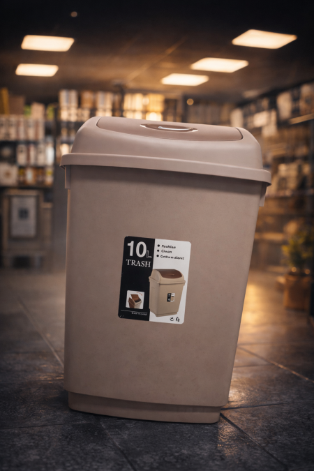 سلة مهملات 10 لتر بتصميم أنيق وعصري 🧺 غطاء عملي وسهل الاستخدام، حجم مناسب للمطبخ أو الحمام، خامة متينة وسهلة التنظيف ✨