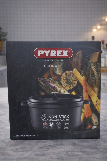 قدر طهي Pyrex Culinary مقاس 24 سم (4 لتر) بطبقة مانعة للالتصاق، مثالي للطبخ اليومي، توزيع حرارة ممتاز، سهل التنظيف ومتين للاستخدام الطويل.