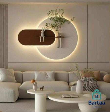 برواز جداري ديكور بإضاءة LED واشكال مدمجة تصميم فني عصري بخطوط ناعمة وإضاءة دافئة، يضيف لمسة هدوء وفخامة لأي جدار في بيتك ✨🌿 مثالية لغرفة الجلوس أو المدخل.