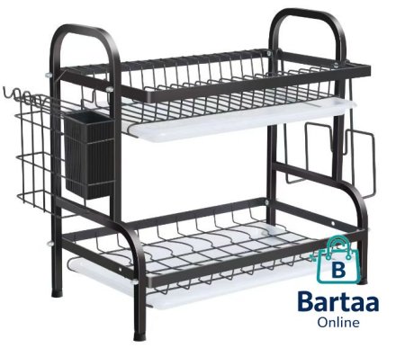 سلة جلي معدنية بطبقتين تصميم عملي وأنيق، توفر مساحة وتنظم الصحون والأكواب وأدوات المطبخ بسهولة. متينة وسهلة التنظيف، مثالية لكل مطبخ عصري ✨🍽️