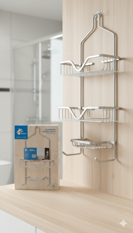 منظّم حمام ألمنيوم يُعلّق بسهولة 🚿✨ مقاوم للصدأ والرطوبة، تصميم عملي بعدة رفوف لترتيب الشامبو والصابون وتوفير المساحة بأناقة. مثالي لكل حمام.