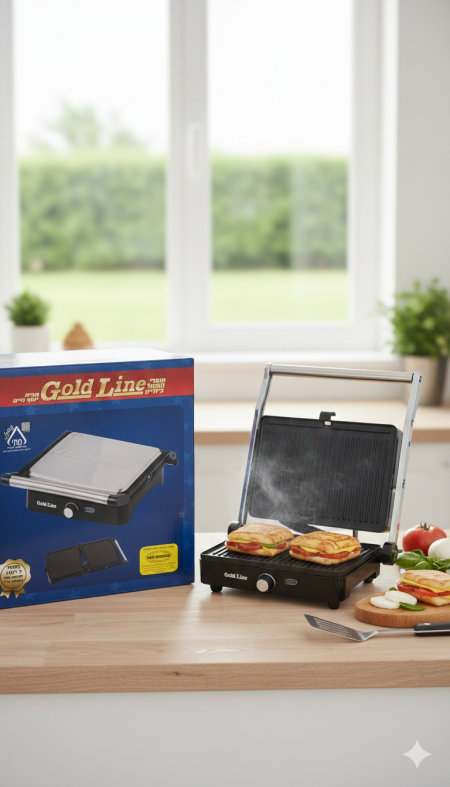 توستر ساندويش Gold Line 🍔🔥 تحمير سريع وطهي متساوي بدون دخان، مثالية للسندويشات، البرغر، واللحوم الخفيفة. طعم شهي وتحضير سهل في أي وقت 👌😋