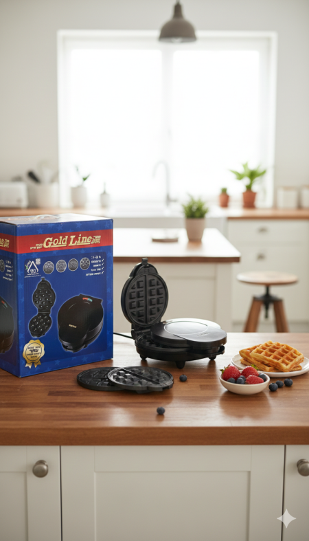 آلة وافل Gold Line 🧇✨ تحضير سريع ووافل مقرمش ولذيذ، ألواح غير لاصقة، استخدام سهل وتنظيف أسرع. اختيار مثالي لفطور شهي بكل بساطة 😋👌