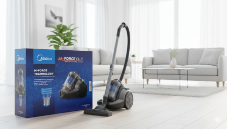 مكنسة 2400 Midea M-Force Plus 🧹✨ قوة شفط عالية بتقنية M-Force لتنظيف أعمق، بدون كيس، عملية وسهلة التفريغ. أداء قوي وراحة يومية لبيت أنظف 💪👌