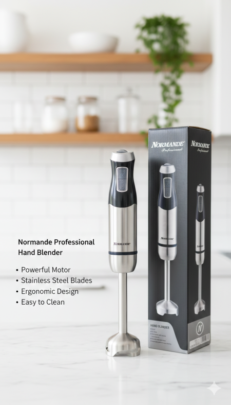 خلاط يدوي Normande Professional ⚡🥣 محرك قوي مع شفرات ستانلس ستيل لنتائج ناعمة وسريعة بكل استخدام 👌 تصميم مريح باليد وسهل التنظيف… عملي لكل مطبخ عصري ✨💛