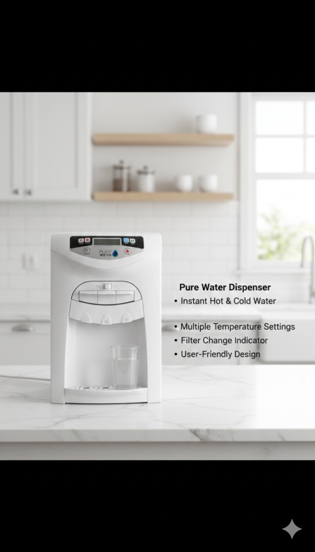 موزّع مياه Pure Water 💧✨ مياه ساخنة وباردة فورًا مع درجات حرارة متعددة تناسب كل استخدام 👌 مؤشر لتغيير الفلتر وتصميم سهل الاستخدام… راحة ونقاء بكل كوب 🔥💙