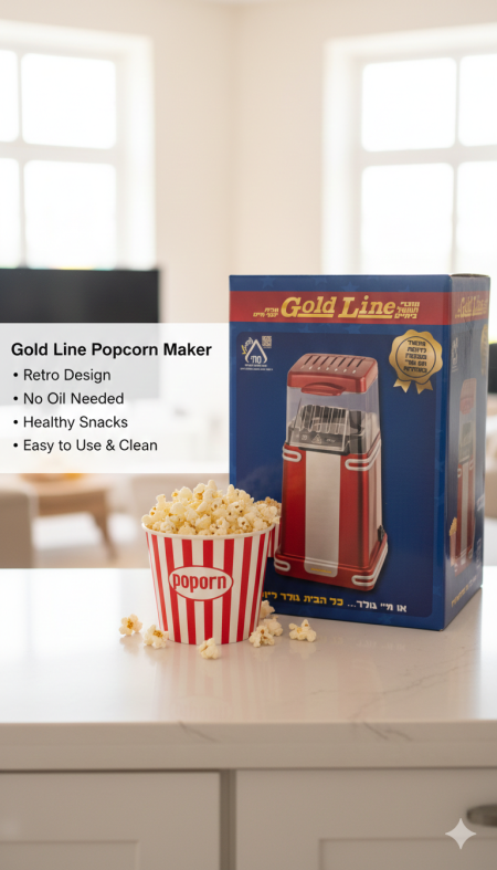 ماكينة فشار Gold Line 🍿🔥 تصميم Retro مميز وبدون زيت لوجبات خفيفة صحية 👌 سهلة الاستخدام والتنظيف… استمتع بليالي السينما بطعم أروع كل مرة ✨🎬