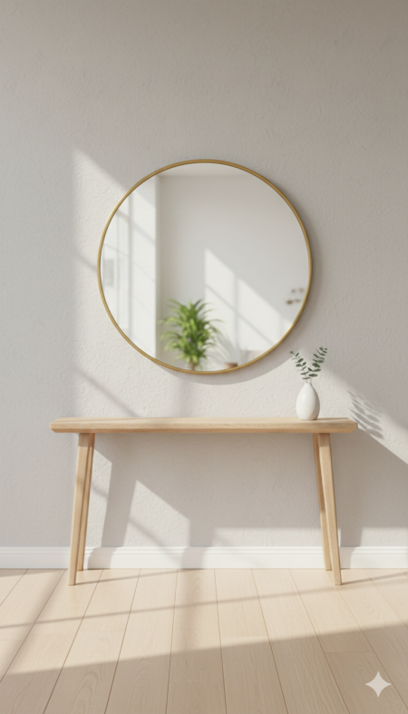 مرآة دائرية 60 سم بإطار ذهبي أنيق ✨ تصميم عصري يضيف لمسة فخامة ويوسّع إحساس المساحة في أي غرفة 🤍