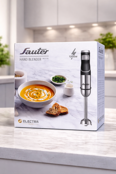 خلاط يدوي Sauter 1200W 🔥 قوة عالية وأداء سريع لخلط الشوربات، الصوصات والعصائر بكل سهولة 👌 تصميم أنيق، قبضة مريحة، ونتائج ناعمة بثواني ✨ اختيار عملي لكل مطبخ عصري 💛