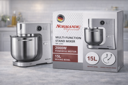 عجّانة Normande Professional 🥣🔥 محرك قوي 2000W ووعاء كبير 15 لتر، مثالية للعجن الثقيل والخلط الاحترافي. أداء عالي للمطابخ الكبيرة والمخبوزات بكفاءة 💪🍞