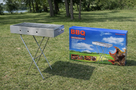 🔥 شواية BBQ ستانلس ستيل قابلة للطي مثالية للرحلات، الحدائق، والطلعات 👌 تصميم عملي وخفيف، سهلة الحمل والتنظيف، وجاهزة تعطيك تجربة شواء ممتعة بأي مكان