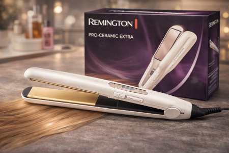 مملّس شعر Remington Pro-Ceramic Extra ✨💇‍♀️ ألواح سيراميك متطورة لنعومة ولمعان أعلى، حرارة ثابتة لنتائج سريعة بدون تلف. تصفيف احترافي بكل سهولة وأناقة 💜👌