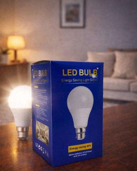 لمبة LED موفرة للطاقة بإضاءة قوية وعمر استخدام طويل.