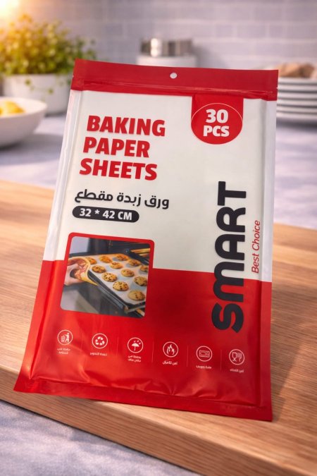 ورق زبدة مقطع جاهز للخبز يمنع الالتصاق ويوزع الحرارة بشكل مثالي.