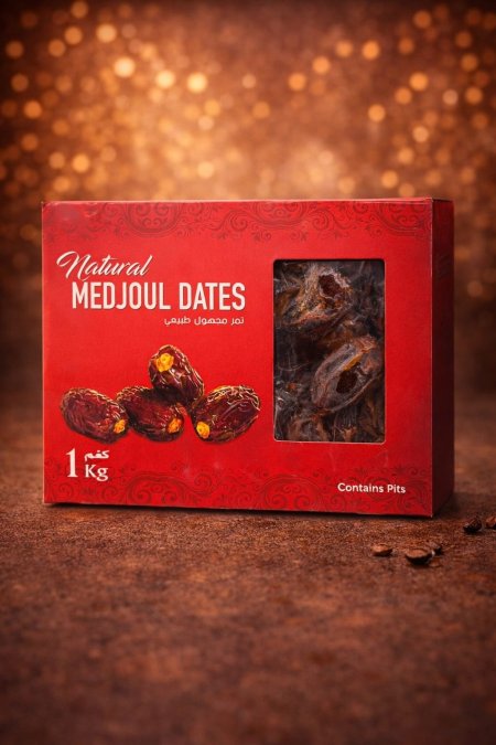 تمر مجهول طبيعي فاخر (Natural Medjoul Dates - 1 كغم)