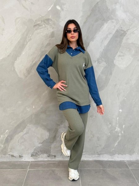 طقم قميص وبلوزة وبنطلون للصبايا