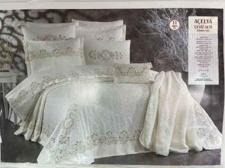 طقم شرشف عرايس 11 قطعة حرام مخمل كرنة ملانة 6 وجوه مخدات ولحاف معبأ جاهز ووجه فرشة