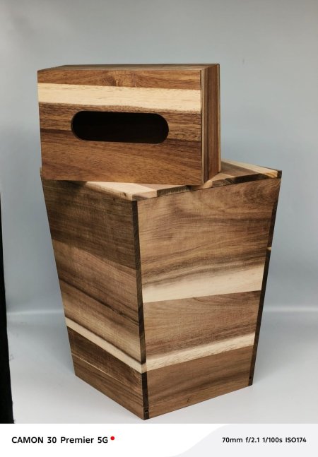 صندوق زباله خشب  +علبة محارم