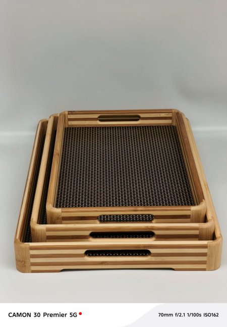 طقم صواني خشب 3 قطع