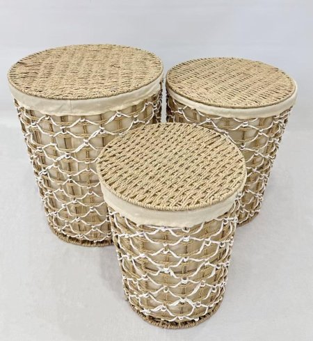 طقم سلال غسيل قش 3 قطع